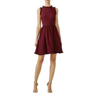 Kate Spade New York Womens Fit & Flare Dress Purple Keyhole Crew Ruffle 10 New